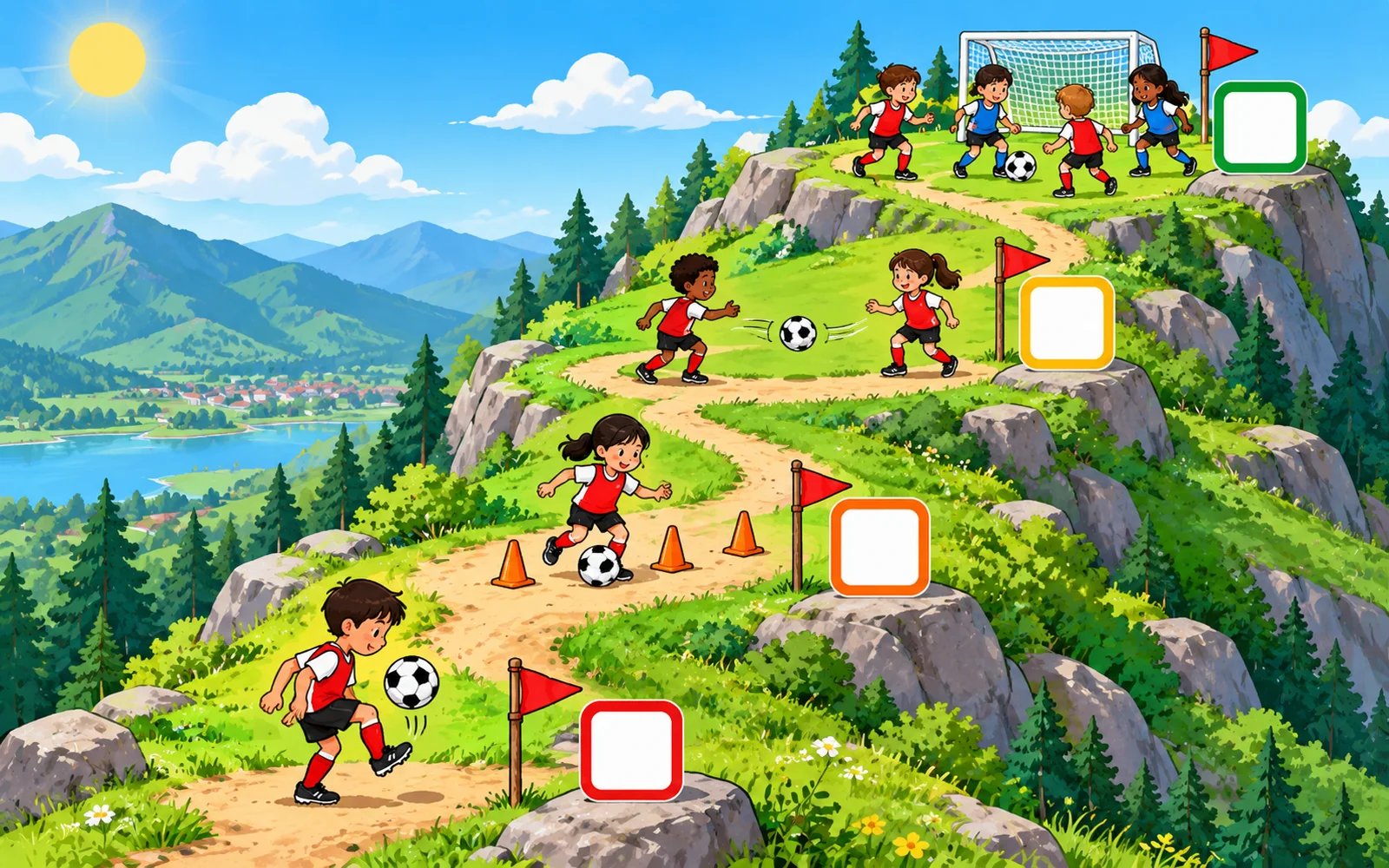 できたことに印をつける、4段階の山登りの形をしたチェックシート